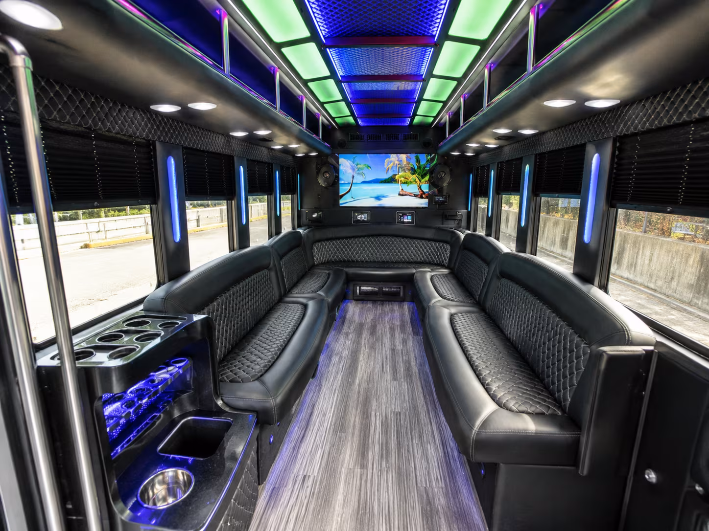 north little rock 18 passenger party bus inside
